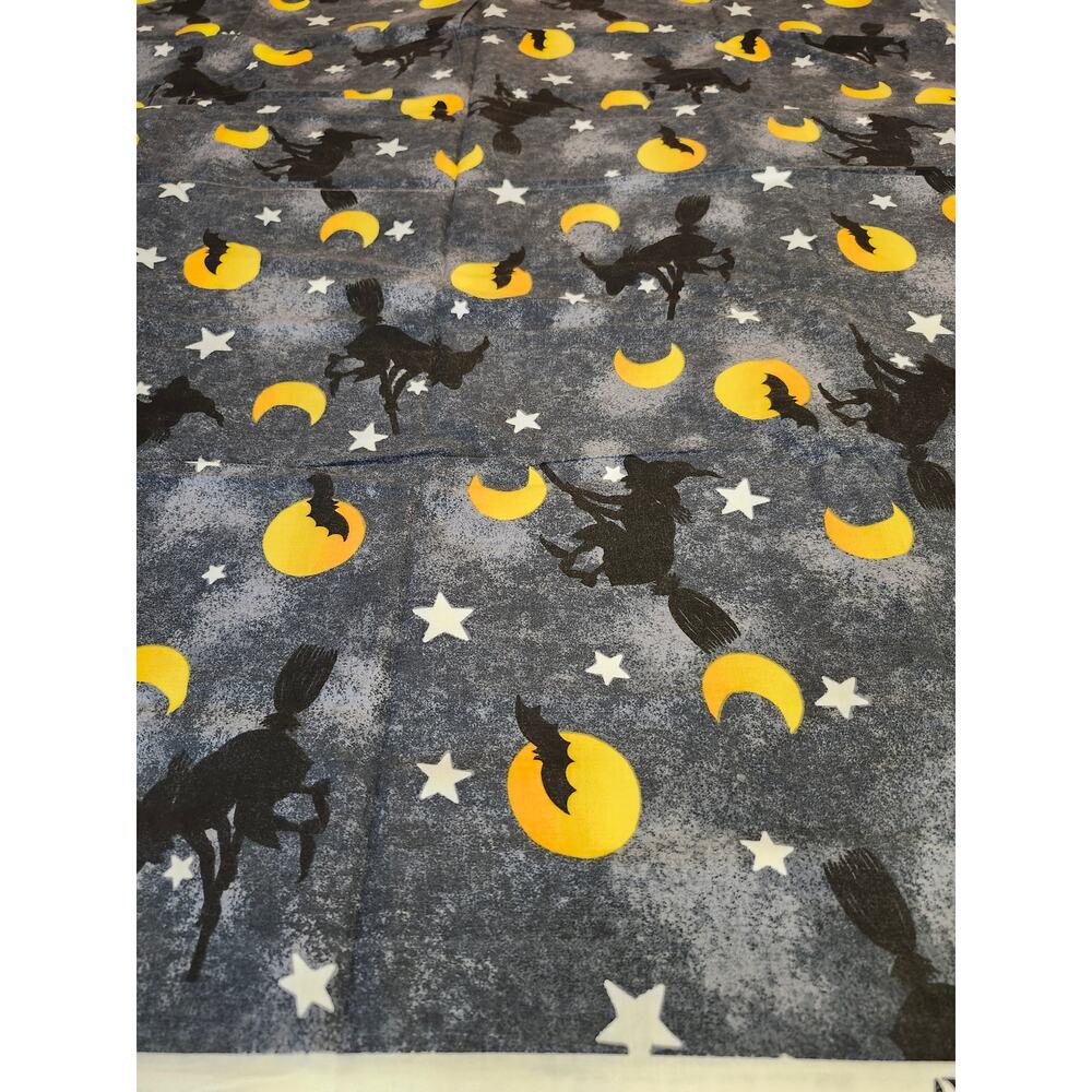 VIP Cranston Print Works Co Halloween Fabric 1 Yard Silhouette Bats Witches